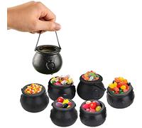Uikdjgu 144 Pack Plastic Black Witch Candy Bowls Cauldrons,Pot with Handle,for Halloween, Easter, 's Day Party Favors