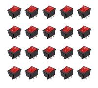 Uikdjgu 20X Red Light Illuminated 4 Pin DPST ON/Off Snap in Rocker Switch 16A 20A 250V AC