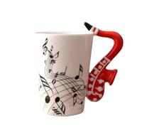 Uikdjgu 240Ml Music Ceramic Mug Cute Coffee Tea Milk Stave Mugs and Cups with Handle Novelty Gifts Saxophone