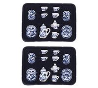 Uikdjgu 2X 1/12Th Dining Ware China Ceramic Tea Set Dolls House Miniatures Blue Flower