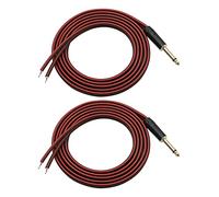 Uikdjgu 2X 1/4 to Speaker Bare Wire,Audio Cable to 6.35mm Male Mono Adapter Open End Gold-Plated OFC HiFi Speaker