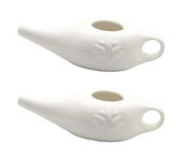 Uikdjgu 2X 250Ml Ceramic Neti Pot Nose Cleaning Pot Leakproof Spout Pot for Nasal Rinsing Nose Washing Men Women,White