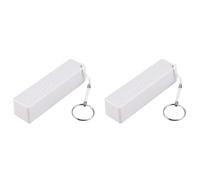 Uikdjgu 2X Portable External Power Bank Battery Charger 18650 with Keychain (Without Battery) (White)