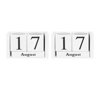 Uikdjgu 2X Vintage Wood Calendar Shabby Chic Blocks Desktop Calendar Rustic Wooden Squares Calendar Home Office White
