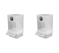 Uikdjgu 2X White Bird Feeders Automatic Parrot Feeder Drinker Seed Food Container Cage for Small and Medium Parakeets