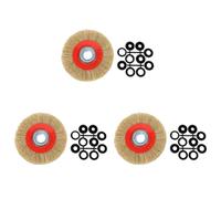 Uikdjgu 3Pcs 8 Inch 200mm Steel Flat Wire Wheel Brush with 30Pcs Adaptor Rings for Bench Grinder Polish
