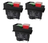 Uikdjgu 3X Electromagnetic Switches Pushbutton Switches for Garden Tools KJD17 220V 4 Pin -Terminals