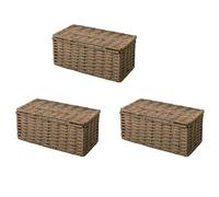 Uikdjgu 3X Rattan Tissue Box, Vintage Napkin Holder, Case Clutter Storage Container Cover, Living Room Desk Decoration (Coffee)