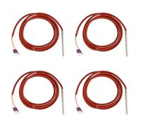 Uikdjgu 4X PT100 RTD Temperature Sensor 6mmx80mm Class B 2M Silicone Gel Coated Wire Resistance Pt 100 Stainless Steel