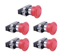 Uikdjgu 5pcs 22mm NC Red Mushroom Emergency Stop Push Button Switch 600V 10A ZB2-BE102C XB2-BS542X1
