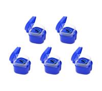 Uikdjgu 5X Dark Blue Denture Case, Denture Cup with Strainer, Denture Bath Box False Teeth Box with Basket Net Container Holder