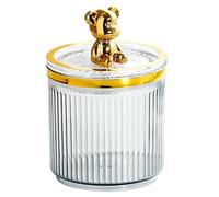 Uikdjgu Cotton Swab Storage Acrylic Storage Box Cute Bear Cotton Pad Holder Makeup Organizer for Cotton Swabs Box Smoke Easy to Use 9 X 9 X 13.5cm Gray