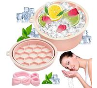 Uikdjgu Face Bowl for Ice Fold Silicone Ice Bath Bowl for Cold Plunge Therapy, Skin Tightening & Acne Relief Portable Spa Tool for Home & Travel Pink