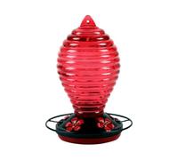 Uikdjgu Red Bird Waterer Bird Feeder Anti-Ant Hook Stained Glass Feeder Suitable for Outdoor Hanging