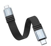 Uikdjgu USB4 Dual Type-C 80Gbps Full-Function Data Cable Braided Process 15cm PD240W Fast Charge Power Bank Short Line