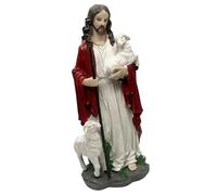 UIKGVX Modern Good Shepherds Statue with Lamb Hand Painted Religious Home Decor Jesuses Christs Statue