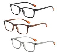 uikicolors Reading Glasses 3.5,3Pack Lightweight and Comfortable Mens Reading Glasses,Square FramesBlue Light Blocking Glass for Sport,3.50 Dioptres.