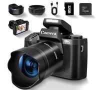 UIKICON 8K Digital Camera for Photography and Vlogging, Auto Focus, WiFi Touch Display, 3000mAh Battery, Dual Lens, 16X Digital Zoom, Black
