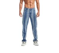 UIKIFY Baggy Jeans Men,Straight Leg Jean Regular Fit Denim Pants Stonewash Athletic Smart Hip Hop Streetwear Outwear Men's Durables Work Trousers Light Blue XXL