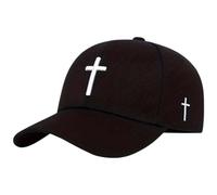UIKIFY Christian Jesus Cross Baseball Cap for Men Women Embroidered Breathable Religious Faith Hat Unisex Dad Hat Low Profile Adjustable Trucker Cap Black