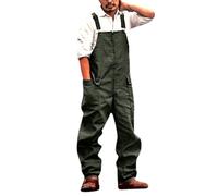 UIKIFY Denim Dungarees Overalls Mens Workwear Adjustable Strap Jumpsuits,Designer Cargo Trousers with Pockets,Cowboy High Waist Long Pants Plus Size Suspender Pants Bronze 3XL