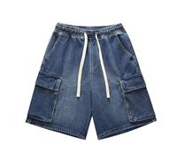 UIKIFY Denim Shorts Mens Stretch Jeans Jorts Men's Slim Fit Bermuda Shorts for Men UK Knee Length Summer Comfort High Waist Workwear for Travel Dark Blue