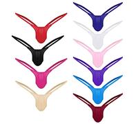 UIKIFY Mens Briefs Multipack 10PC Sexy G-Strings Men's Thong Underwear Plain Bulge Pouch Low Rise Bikini Thongs Underpants Knickers for Men Sissy Lingerie Joke Secret Gift