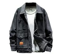 UIKIFY Mens Denim Jacket Trucker Classic Bomber Jeans Biker Causal Vintage Workwear Heavy Duty Western Style Stonewash Work Wear Coat Mens Regular Fit Button-Down Outerwear Vintage Style Coat