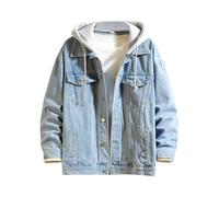 UIKIFY Mens Denim Jacket with Hood Men's Trucker Denim Long Sleeves Jacket Washed Smart Hoodie Western Style Jean Coat Classic Regular Fit Jean Hooded for Men UK Sportwear