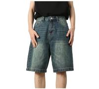 UIKIFY Mens Denim Shorts Stretch Jeans Jorts Men's Regular Fit Cargo Shorts for Men UK Capri Summer Soft Multiple Pocket Half Pants for Holiday Sky Blue