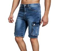 UIKIFY Mens Denim Shorts Stretch Jeans Jorts,Men's Wide Leg Combat Shorts for Men UK Capri Summer Breathable High Waist Streetwear for Beach