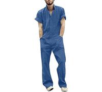 UIKIFY Mens Dungarees Denim,Overalls Mens Workwear Adjustable Straps Jumpsuit,Heavy Duty Cargo Trousers with Pockets,Cowboy High Waist Playsuits Relaxed Fit Suspender Pants Navy XL