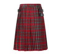 UIKIFY Mens Hybrid Straps Stud Cotton Scotland Plaid Party Kilt Scottish Steampunk Wedding Half Kilt Comfortable Kilts for Men Goth Highland Pleated Kilts Knight Casual Dress Red