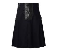UIKIFY Mens Hybrid Straps Stud Cotton Scotland Plaid Party Kilt Scottish Vintage Wedding Half Skirts Comfortable Kilts for Men Gothic Highland Pleated Kilts Knight Casual Dress Black