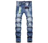 UIKIFY Mens Jeans for Men UK Irregular Destroyed Straight Leg Cargo Pants Slim Fit Denim Trousers Classic Work Joggers,Men's Regular Fit Bottoms with Multi-Buttons Dark Blue 44