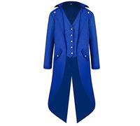 UIKIFY Mens Medieval Tailcoat Suit Steampunk Victorian Vintage Retro Tuxedo Jacket Gothic Frock Coat Renaissance Overcoat Halloween Costumes Blue L