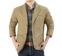 UIKIFY Tweed Jacket for Men UK, Regular Fit Men's Sporty Wool Tweed British Blazer Modern Suit Jacket Tailored Fit Wedding Business Office Suits Khaki 3XL