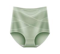 UIKIFY Women's High Waist Crossover Tummy Control Briefs Seamless Soft Stretchy Breathable Cotton Panties Full Coverage Postpartum Compression High Cut Underwear Green