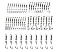 uikios 50X Triple Barrels Snapping Swivels for Saltwater Fishing High Strength 20kg Pull Proof Stainless Steel Combos Fishing Tackle Connectors