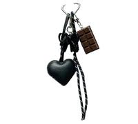 uikios Fashionable PU Keychain Having Acrylic Ribbon and Dessert Look Stylish Bag Charm for Backpack Purse Handbags Lovely Bag Charm