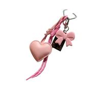 uikios Fashionable PU Keychain Having Acrylic Ribbon and Dessert Look Stylish Bag Charm for Backpack Purse Handbags Lovely Bag Charm