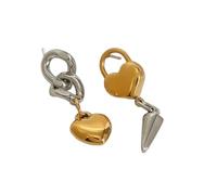 uikios Gold And Silver Tone Heart Cone Chain Earrings Contemporary Gold Silver Heart Cone Earrings Drop Ear Ornament For Women