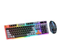 uikios LED Backlit Large Size USB Corded Mechanical Feeling Multimedia PC Gaming Keyboard Mouse Combo Office Keyboard for Work