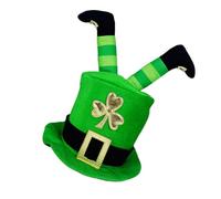 uikios StPatricks Day Tall Hat with Shamrock Pattern Green Top with 3D Irish Legs for Theme Occasion National Day Holiday