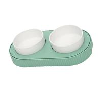 uikios USB Ceramic Heated Pet Double Bowl and Dogs Constant Temperature Drinking Solution Water Food Bowl for Winter