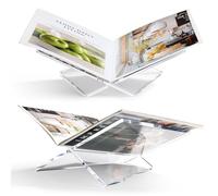 UikJOY Transparent Acrylic Book Stand Cross Frame Acrylic Book Holder Reading Stand Open Display Suitable for Bible, Quran, Art, Cookbooks, Textbooks and Magazines (Transparent, Large)