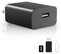 UIKOP 64GB Spy Camera Hidden Camera USB Charger 1080P HD with Motion Detection Indoor Nanny Camera Mini Cam for Home Office Security, No WiFi