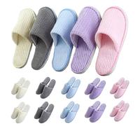UILB 12 Pairs 6 colors Disposable Home Slippers for Family Guests Hotels - Thickened Soles Linen Breathable Fabrics - Mixed Multi-Color Slippers Home Party, Housewarming Beige Product Name