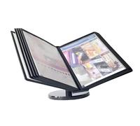 UILENAWEB Adjustable Desk Flip File Holder Desktop Reference Organizer with 10 Loose Leaf Folders for Letter Size A4 Page Turning Display and Storage in Office Restaurant Hotel