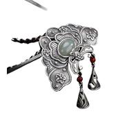 UILENAWEB Feng Shui Amulet Peony Pendant Necklace, Hetian Jade Crystal Quartz Talisman For Prosperity Money Good Luck, 51x50x3mm 1pcs